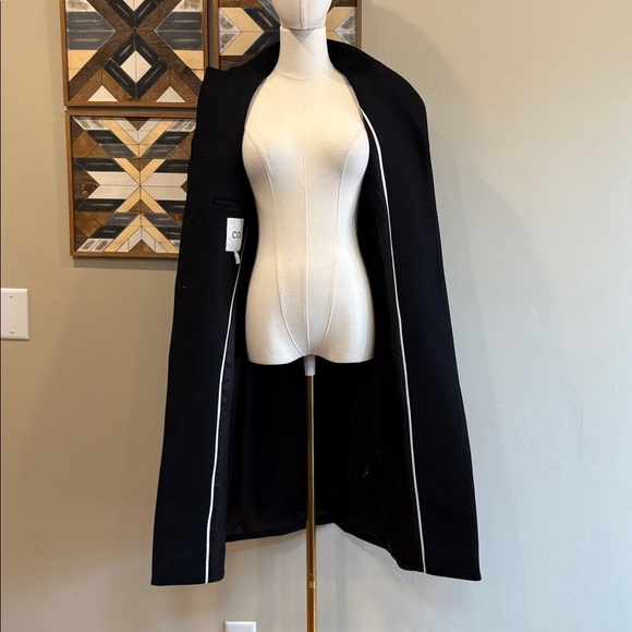 COS Black Long Wool Blend Button Front Dress Coat size 2 - Picture 7 of 13